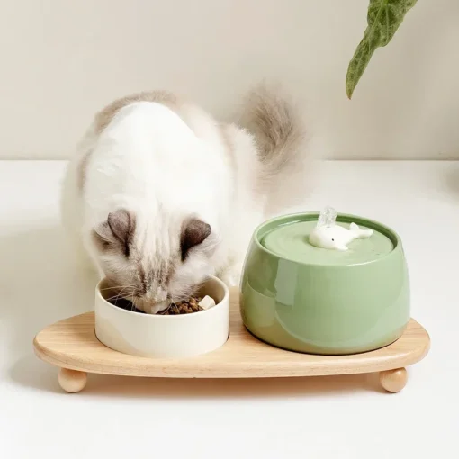 1.3L Whale-Themed Ceramic Cat Water Fountain Set