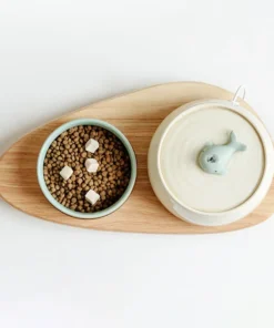 1.3L Whale-Themed Ceramic Cat Water Fountain Set