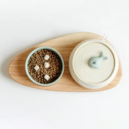1.3L Whale-Themed Ceramic Cat Water Fountain Set
