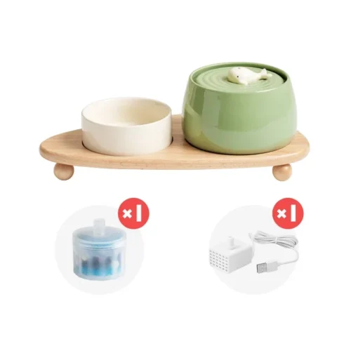 1.3L Whale-Themed Ceramic Cat Water Fountain Set