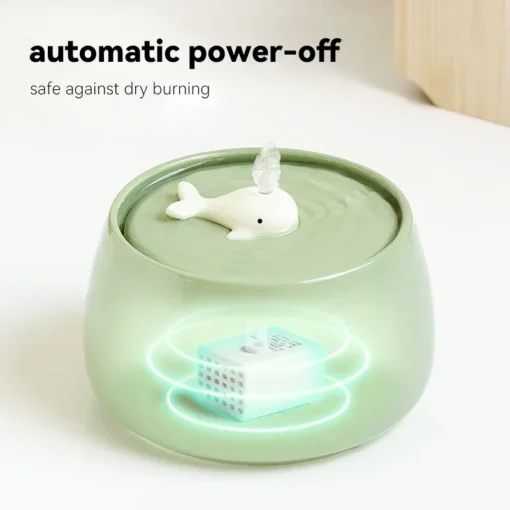 1.3L Whale-Themed Ceramic Cat Water Fountain Set