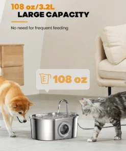 3.2L Stainless Steel Cat Water Fountain | Automatic Cat Water Drinker