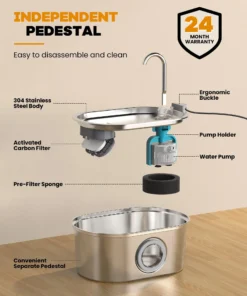 3.2L Stainless Steel Cat Water Fountain | Automatic Cat Water Drinker