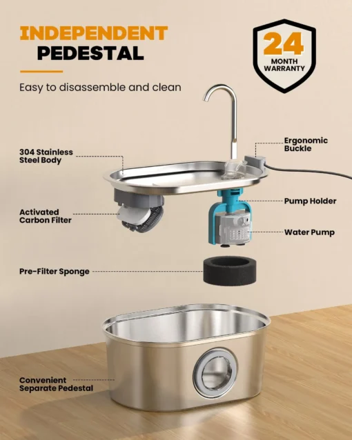 3.2L Stainless Steel Cat Water Fountain | Automatic Cat Water Drinker
